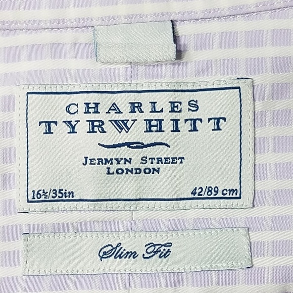 purple white waffle plaid dress shirt mens 16.5 - Picture 8 of 8